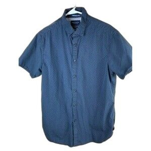 Denim & Flower Mens Size L Slim Fit Short Sleeve Blue Print